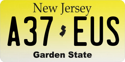 NJ license plate A37EUS