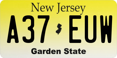 NJ license plate A37EUW