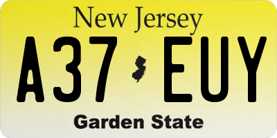 NJ license plate A37EUY