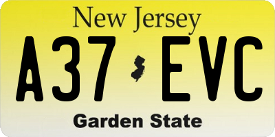 NJ license plate A37EVC