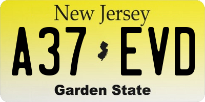 NJ license plate A37EVD