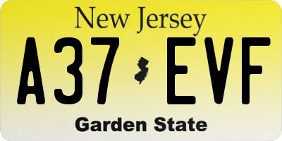 NJ license plate A37EVF