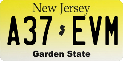 NJ license plate A37EVM