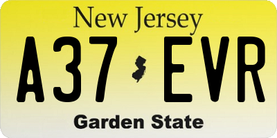 NJ license plate A37EVR