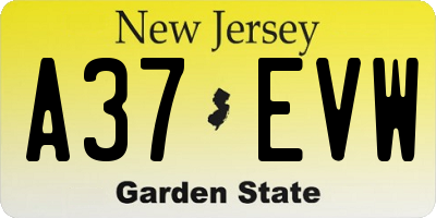NJ license plate A37EVW