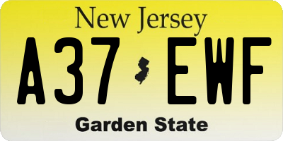NJ license plate A37EWF