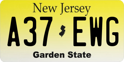 NJ license plate A37EWG