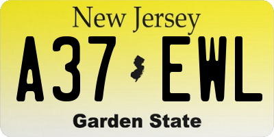 NJ license plate A37EWL