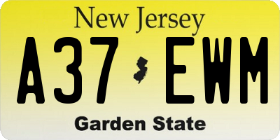 NJ license plate A37EWM
