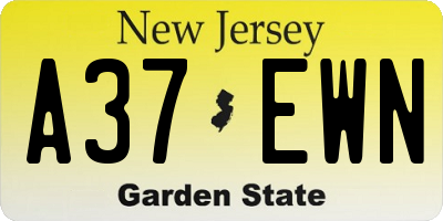 NJ license plate A37EWN