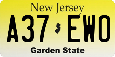 NJ license plate A37EWO