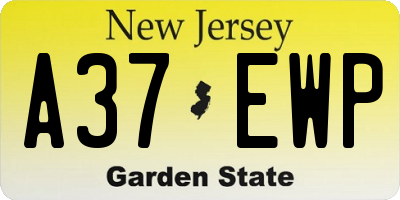 NJ license plate A37EWP