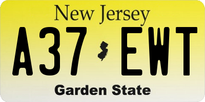 NJ license plate A37EWT