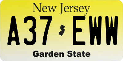 NJ license plate A37EWW