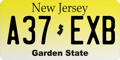 NJ license plate A37EXB