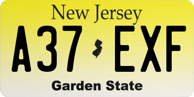 NJ license plate A37EXF