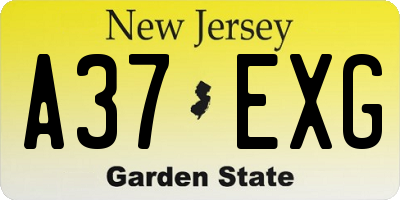 NJ license plate A37EXG