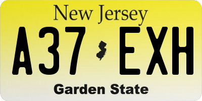 NJ license plate A37EXH