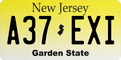 NJ license plate A37EXI