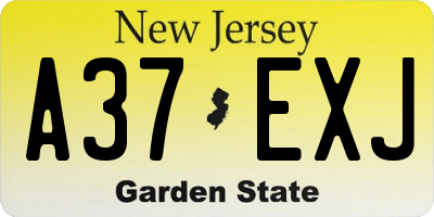 NJ license plate A37EXJ