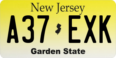 NJ license plate A37EXK
