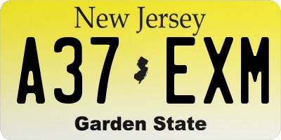 NJ license plate A37EXM