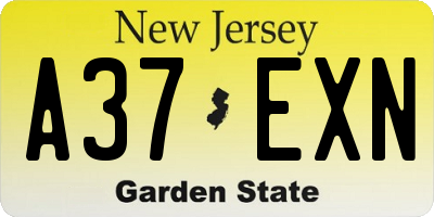 NJ license plate A37EXN