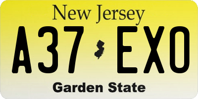 NJ license plate A37EXO