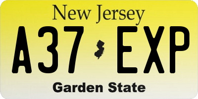 NJ license plate A37EXP