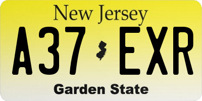 NJ license plate A37EXR