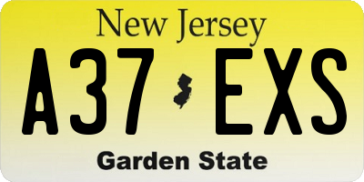 NJ license plate A37EXS