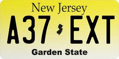 NJ license plate A37EXT