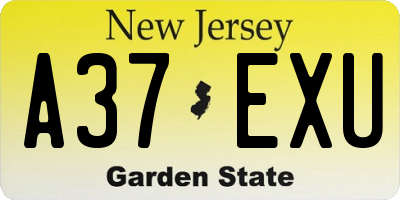 NJ license plate A37EXU