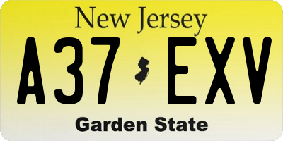 NJ license plate A37EXV