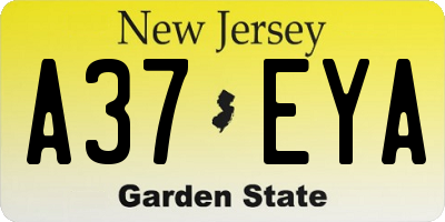 NJ license plate A37EYA