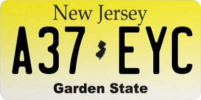 NJ license plate A37EYC