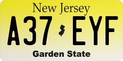 NJ license plate A37EYF