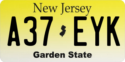 NJ license plate A37EYK