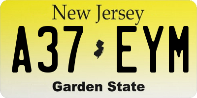 NJ license plate A37EYM