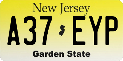 NJ license plate A37EYP