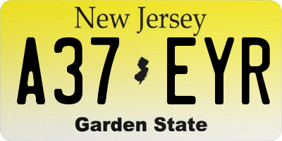 NJ license plate A37EYR