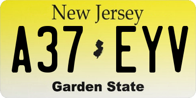NJ license plate A37EYV