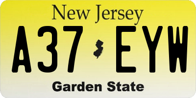 NJ license plate A37EYW