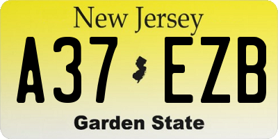 NJ license plate A37EZB