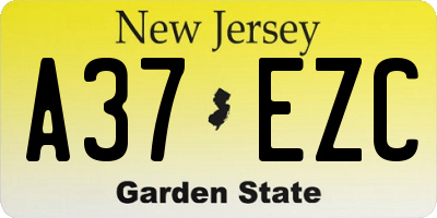 NJ license plate A37EZC