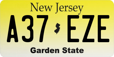 NJ license plate A37EZE