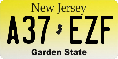 NJ license plate A37EZF