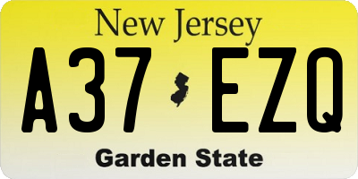 NJ license plate A37EZQ