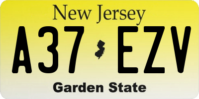 NJ license plate A37EZV