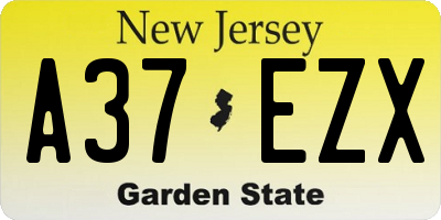 NJ license plate A37EZX